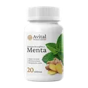 Frasco blanco de Avital con extractos de jengibre y menta, 20 tabletas