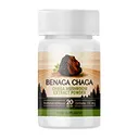 Dark Benaga Chaga bottle with white label, 20 capsules