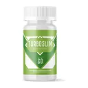 Frasco blanco de Turboslim con etiqueta verde, 20 cápsulas