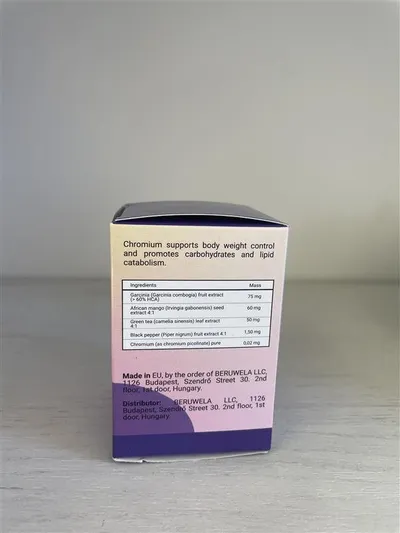 Lateral de la caja de SlimJet con la tabla de composición